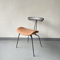 Ant Dining Chair – Modern Metal Frame with Solid Wood Backrest & Soft Cushioned Seat – Mid-Century Minimalist Kitchen Chair with Gold-Tipped Legs