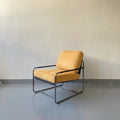 Minimalist Metal Frame Lounge Chair – Sunbeam Yellow Velvet Upholstery – Sleek Contemporary Seating for Modern Spaces