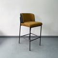 Modern Metal Bar Stool – Black Frame with Tan Leather Seat & Backrest – Industrial Style Counter Height Stool