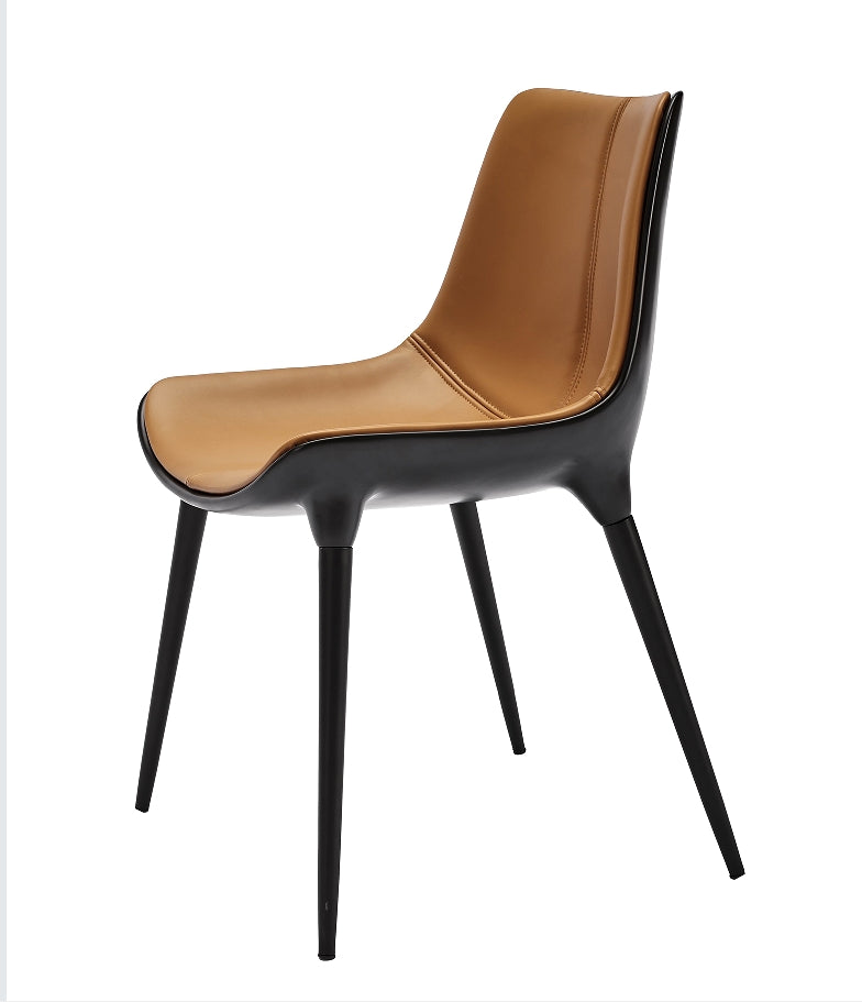 Modern Metal Frame Leather Chair – Green Accent Office & Dining Chair with Cushioned Seat – Minimalist Home & Cafe Furniture