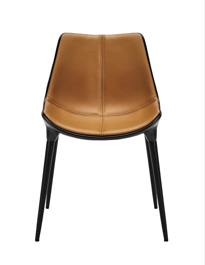 Modern Metal Frame Leather Chair – Green Accent Office & Dining Chair with Cushioned Seat – Minimalist Home & Cafe Furniture