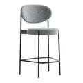 Modern Counter Stool - Gray Fabric Seat with Metal Frame