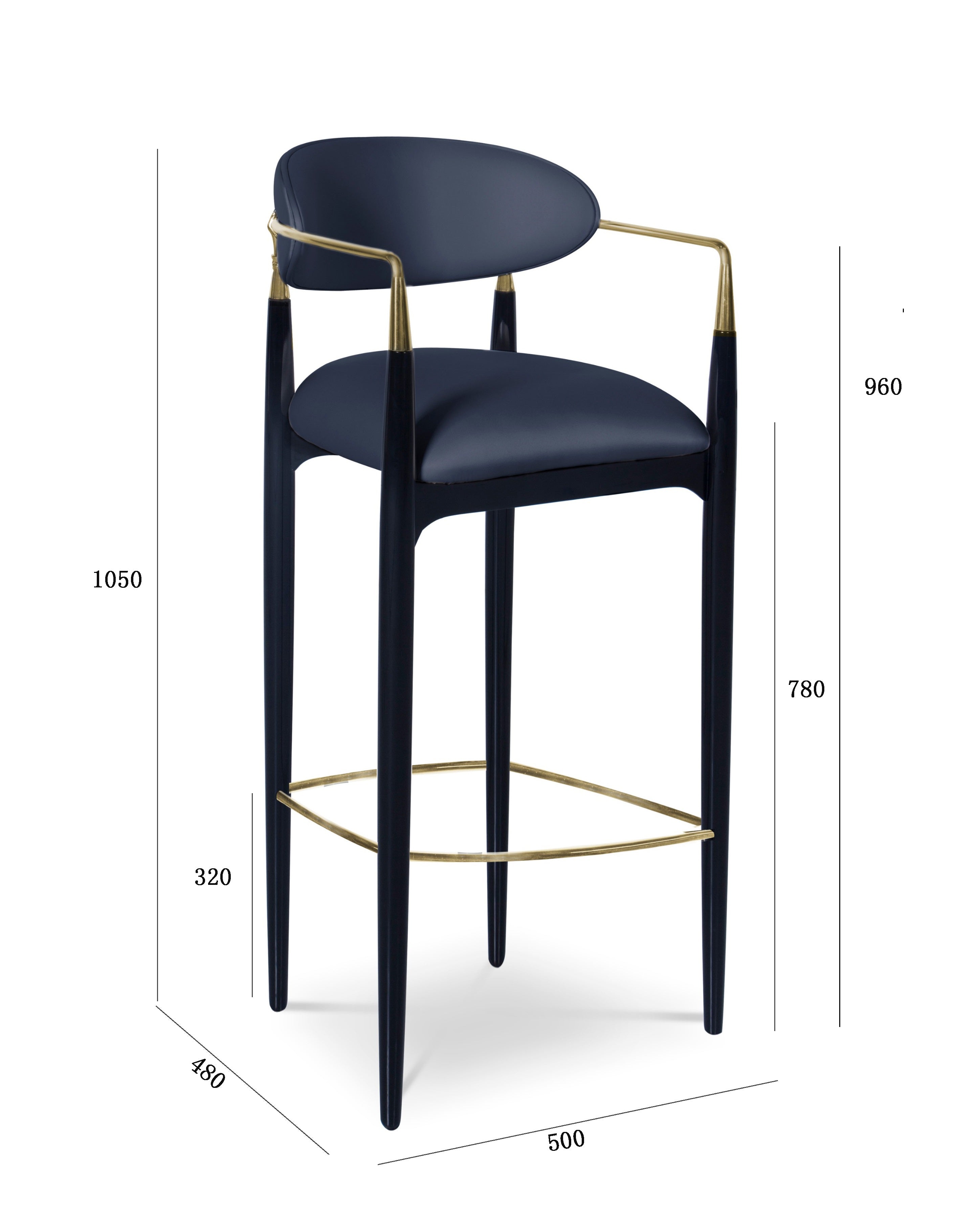 Velvet Bar Stool with Gold Base - Modern Lounge Chair