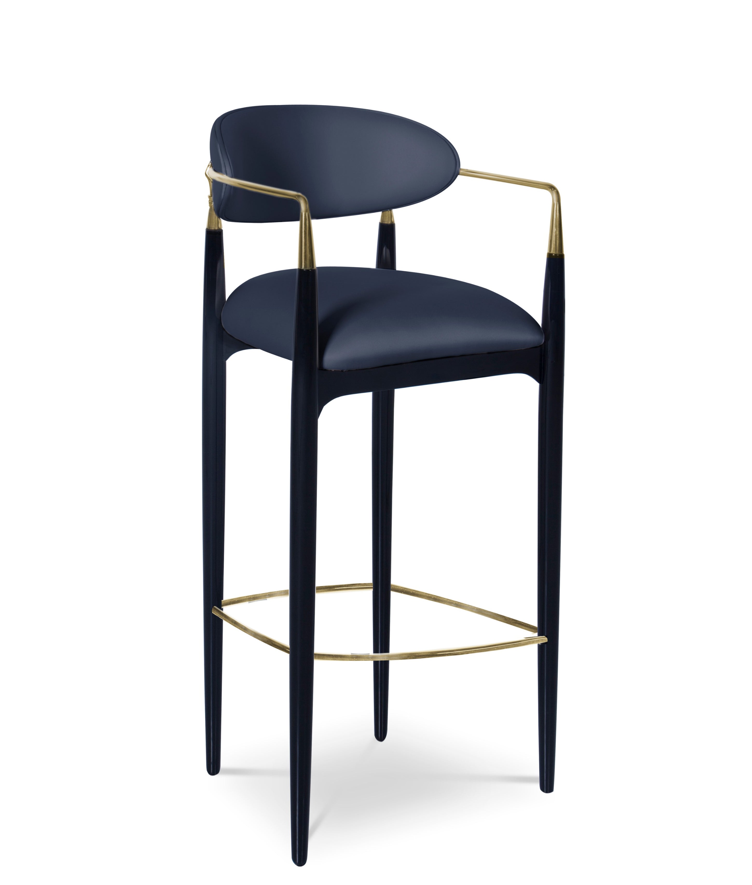 Velvet Bar Stool with Gold Base - Modern Lounge Chair