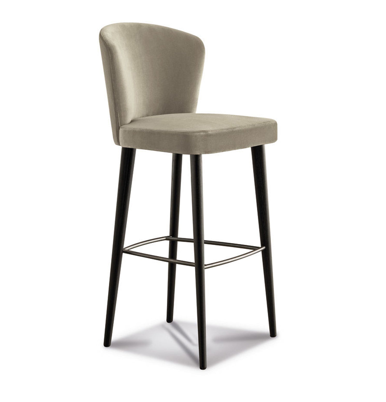 Modern Green Velvet Bar Stool - Metal Footrest