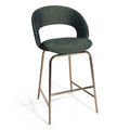 Emerald Green Bar Stool - Rose Gold Metal Frame