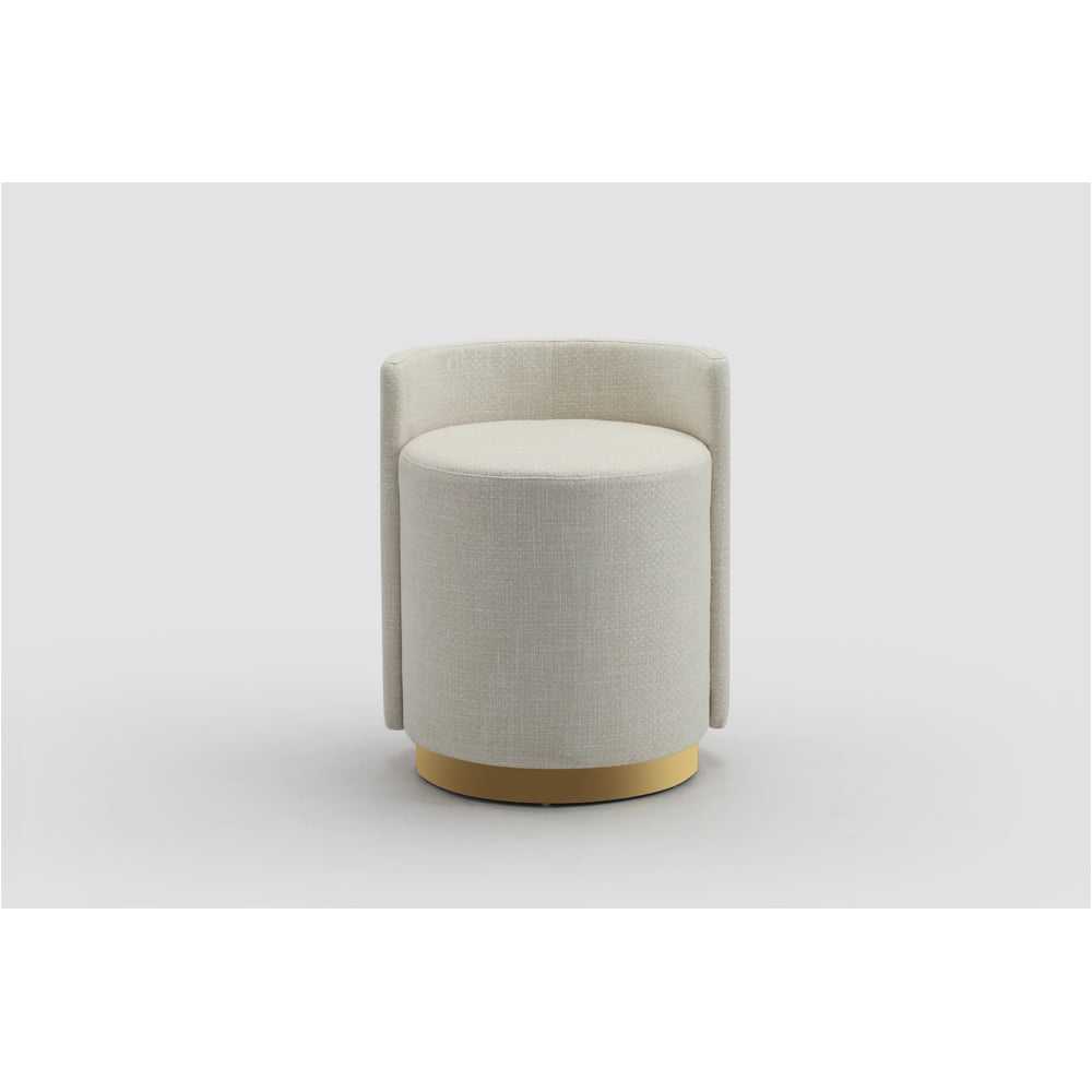 Modern Velvet Stool - Round Cream Ottoman with Gold Base