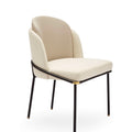 Beige Modern Lounge Chair – Black Metal Frame with Gold-Tipped Legs – Mid-Century Inspired Accent Chair for Living Room & Office