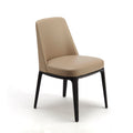 Modern Beige Leather Dining Chair – Black Wooden Tapered Legs
