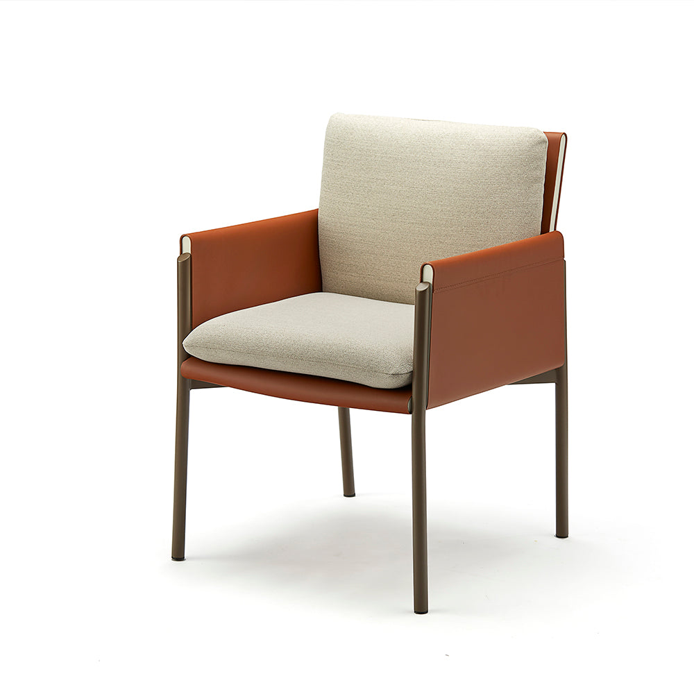 Urban Minimalist Armchair – Sage Green Panel Back + Dove Grey Upholstery – Sleek Black Steel Frame