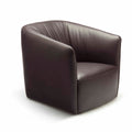 Contemporary Lounge Chair - Smooth Deep Brown Leather with Organic Curved Silhouette
