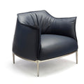 Modern Crimson  Leather Lounge Chair – Mid-Century Inspired Single-Seater Sofa with Slim Metal Legs – Contemporary Living Room Accent Piece