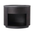Modern Cylinder Nightstand - Open Shelf Bedside Storage with Black Top