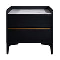 Luxury Nightstand - Wood & Marble Bedside Table with Gold Handle