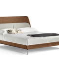 Modern Leather-Fabric Hybrid Bed