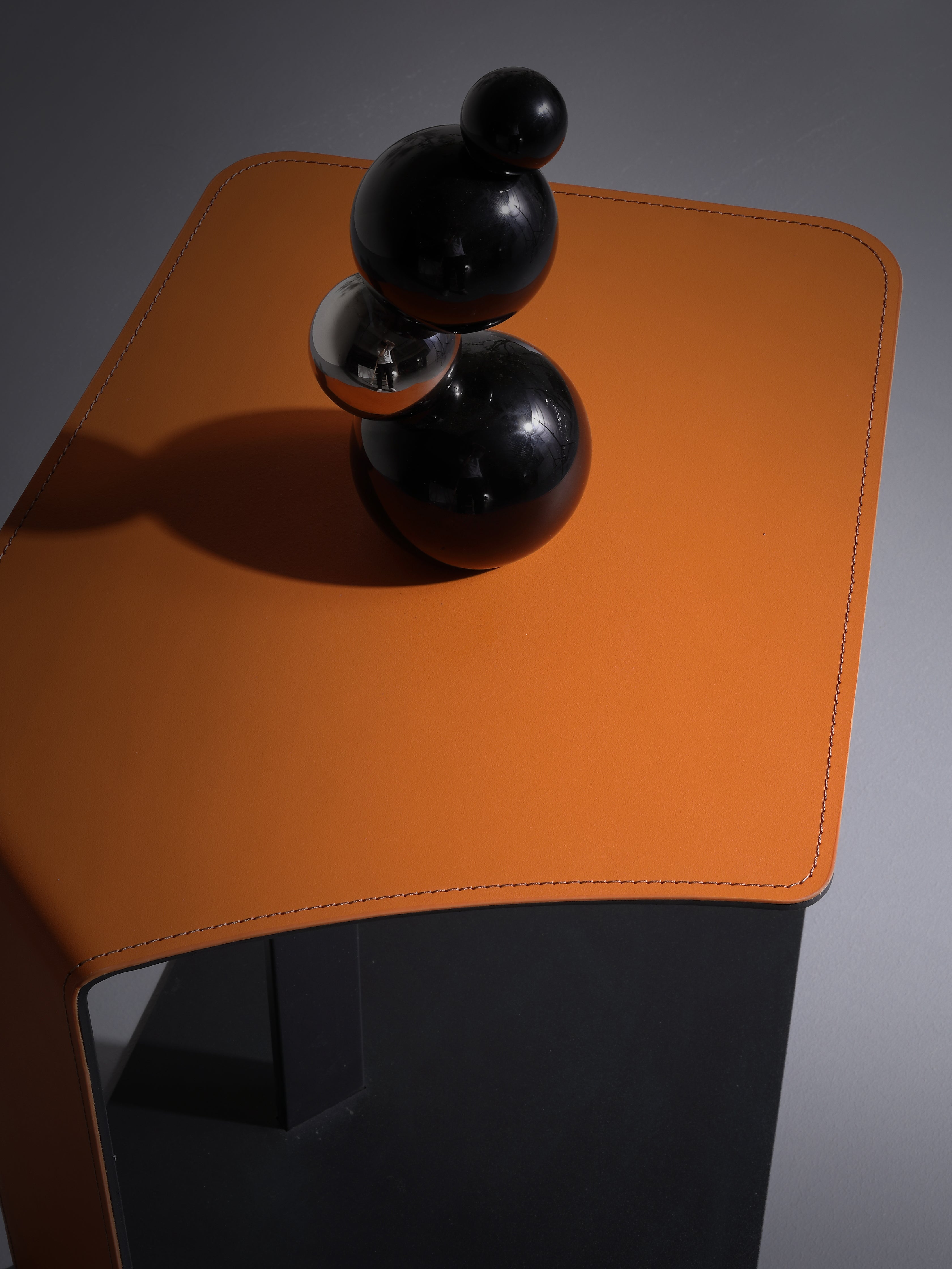 Saddle leather side table