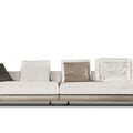 Caramel & Taupe Modular Sectional Sofa - European Style Linen-Blend Upholstery with Leather Trim & Curated Pillow Set for Contemporary Living Room