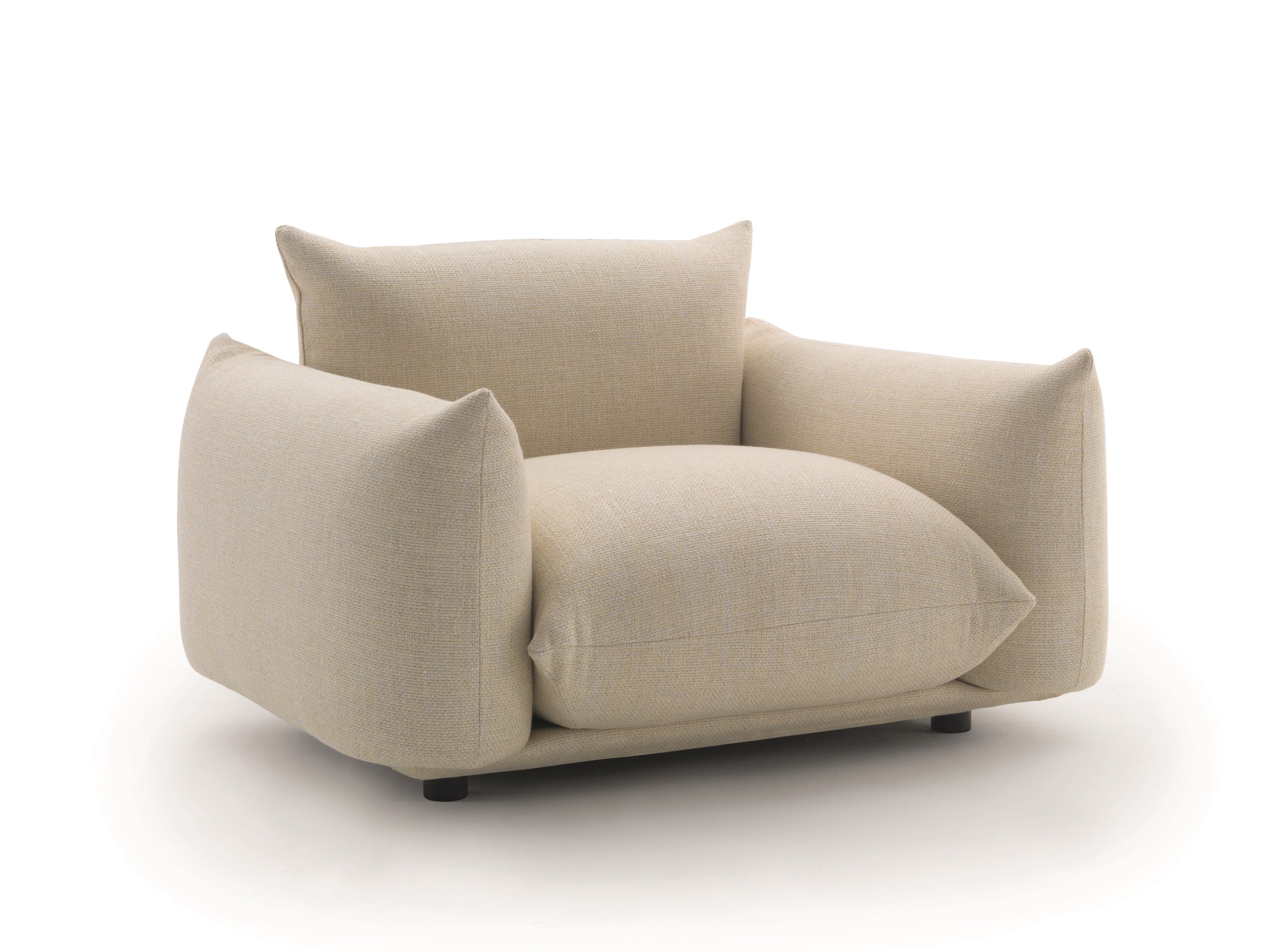 Ergonomic Beige Armchair with Plush Cloud Cushions - Modern Accent Chair for Living Room & Apartment