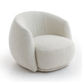 Minimalist Beige Lounge Chair with Plush Curved Design - Space-Efficient Accent Chair for Modern Living Rooms