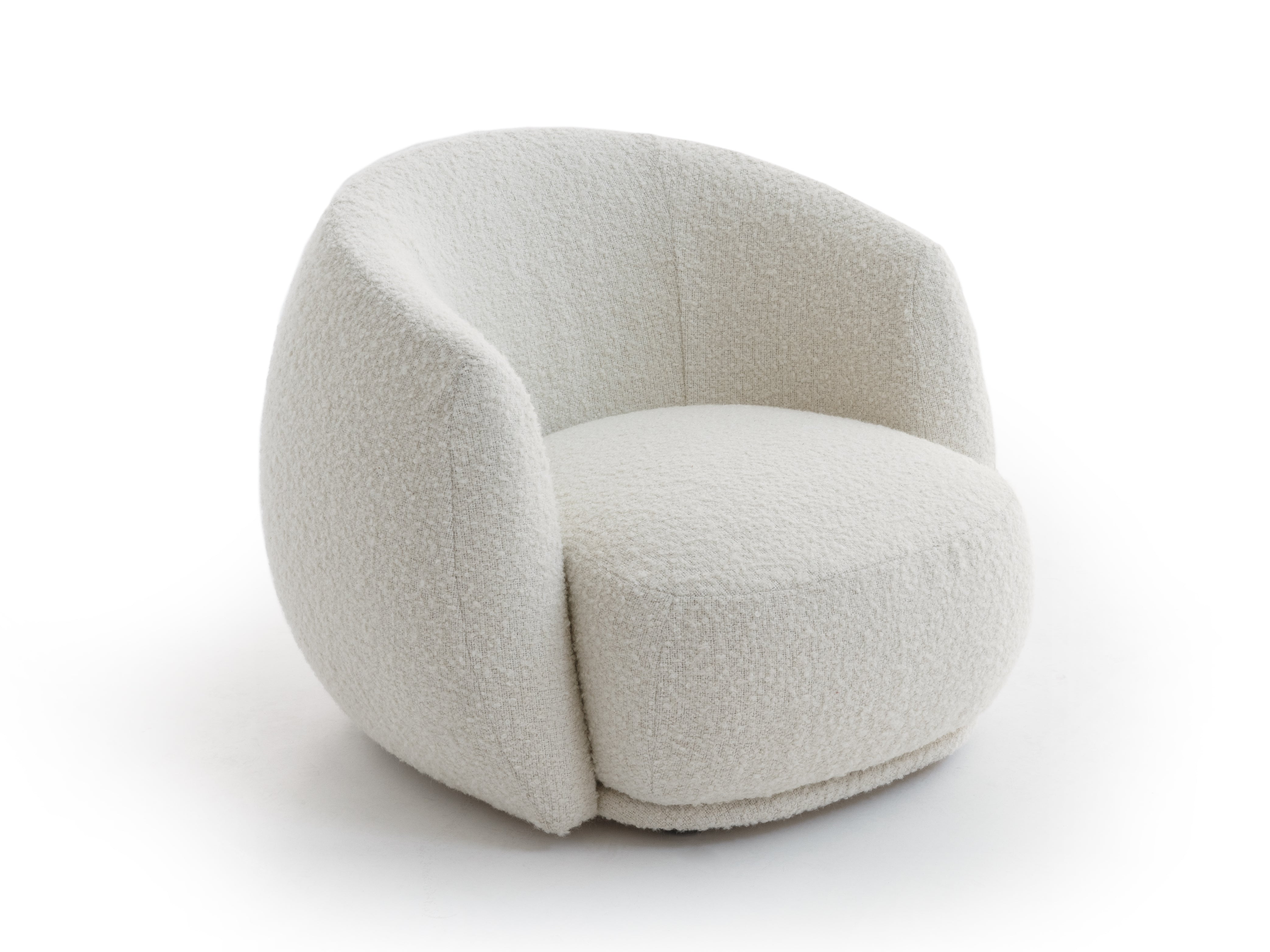 Minimalist Beige Lounge Chair with Plush Curved Design - Space-Efficient Accent Chair for Modern Living Rooms