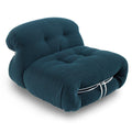 Bold Tufted Accent Chair with Button Details & Metal Band Base - Mid-Century Modern Lounge Chair for Living Room