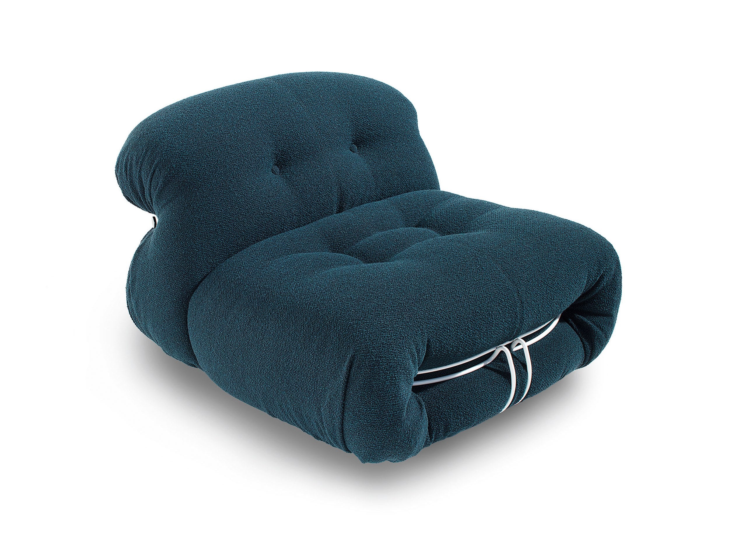 Bold Tufted Accent Chair with Button Details & Metal Band Base - Mid-Century Modern Lounge Chair for Living Room