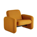 Modern  Accent Chair with Chunky Armrests & Textured Fabric - Sturdy Black Base Lounge Chair for Living Room