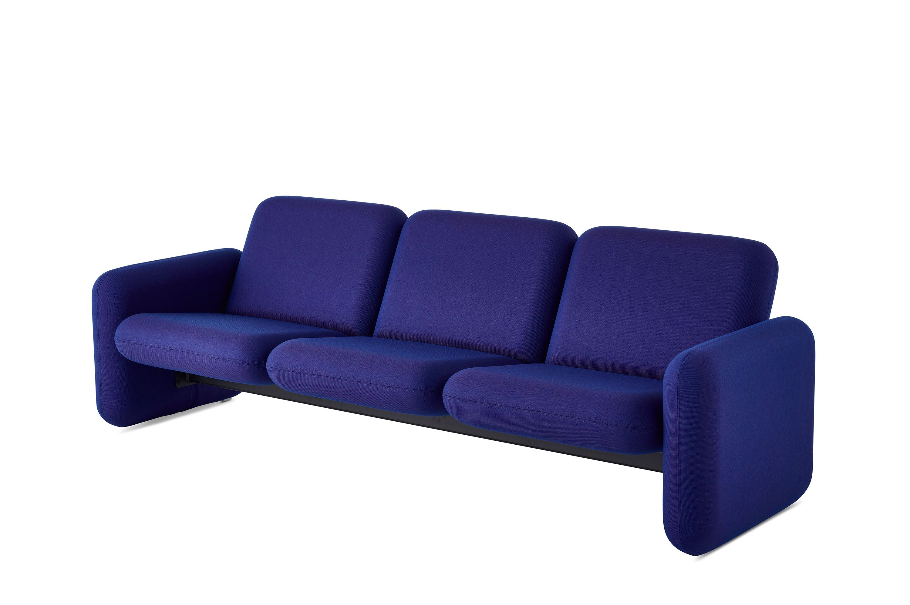 Navy Blue Modern Sofa - Plush Triple Cushion Design with Angled Wedge Legs | Deep Seated 3-Seater for Contemporary Living Room