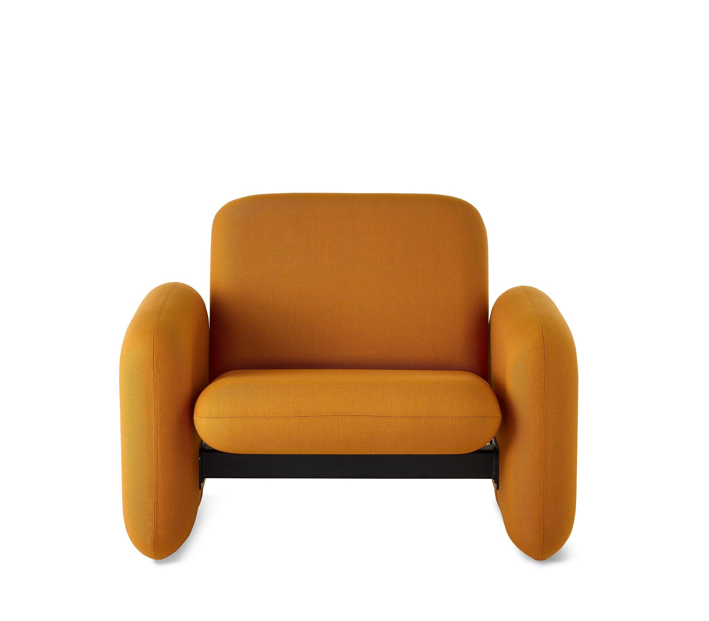Modern  Accent Chair with Chunky Armrests & Textured Fabric - Sturdy Black Base Lounge Chair for Living Room