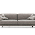 Modern Two-Seater Fabric Sofa: Plush Light Gray Upholstery with Cushion Set & Matte Black Legs - Minimalist Design for Small Spaces