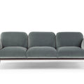 Cloud Grey Velvet 3-Seater Sofa - Plush Triple Cushion Design with Slim Matte Black Metal Legs | Space-Saving Modern Sofa for Luxury Living Room