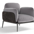 Modern Cloud Gray Velvet Armchair - Hybrid Wood & Metal Base for Contemporary Living Room