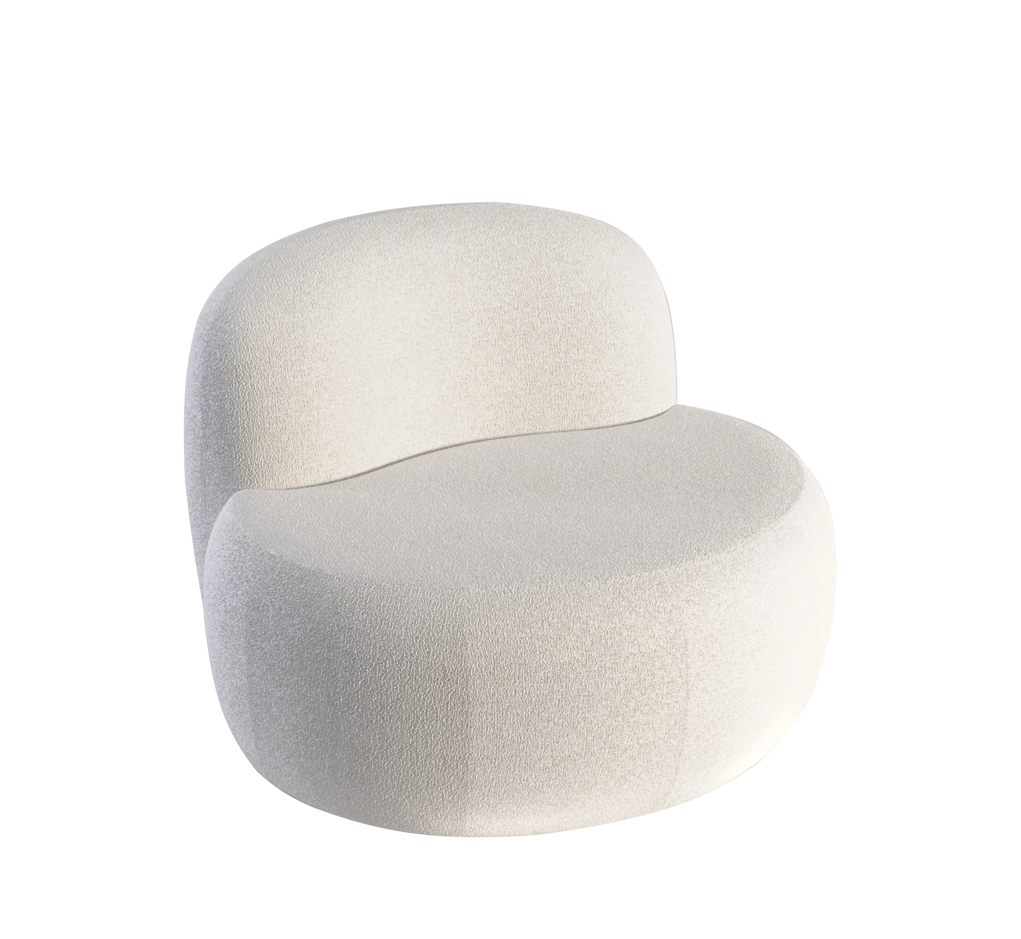 MILITRE CHAMARTON Round Armless Chair - Plush Textured Upholstery & 360° Swivel Base for Modern Living Room