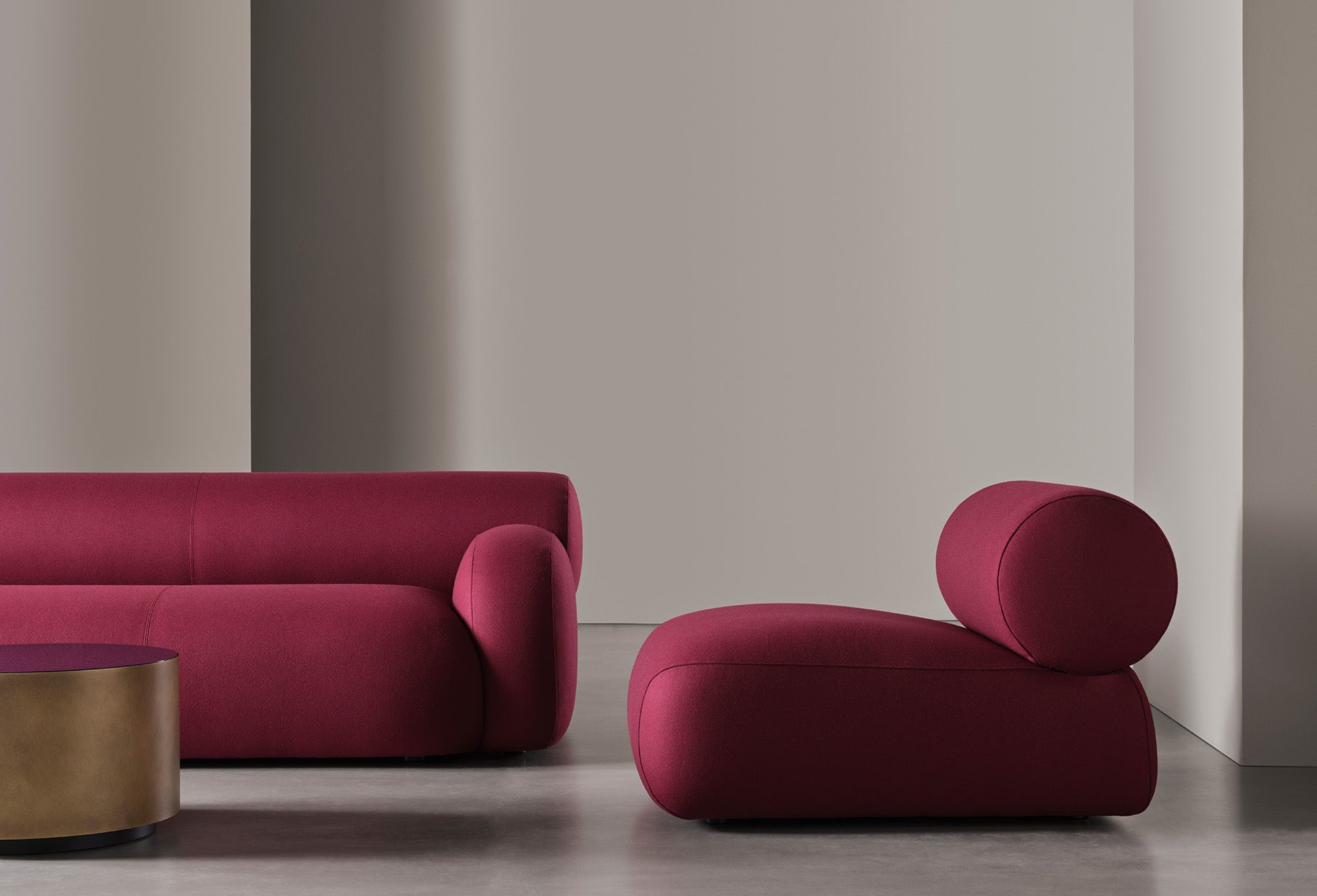 Maroon Modular Bean Bag Chair - Modern Two-Piece Design with Plush Velvet Fabric for Living Room & Lounge