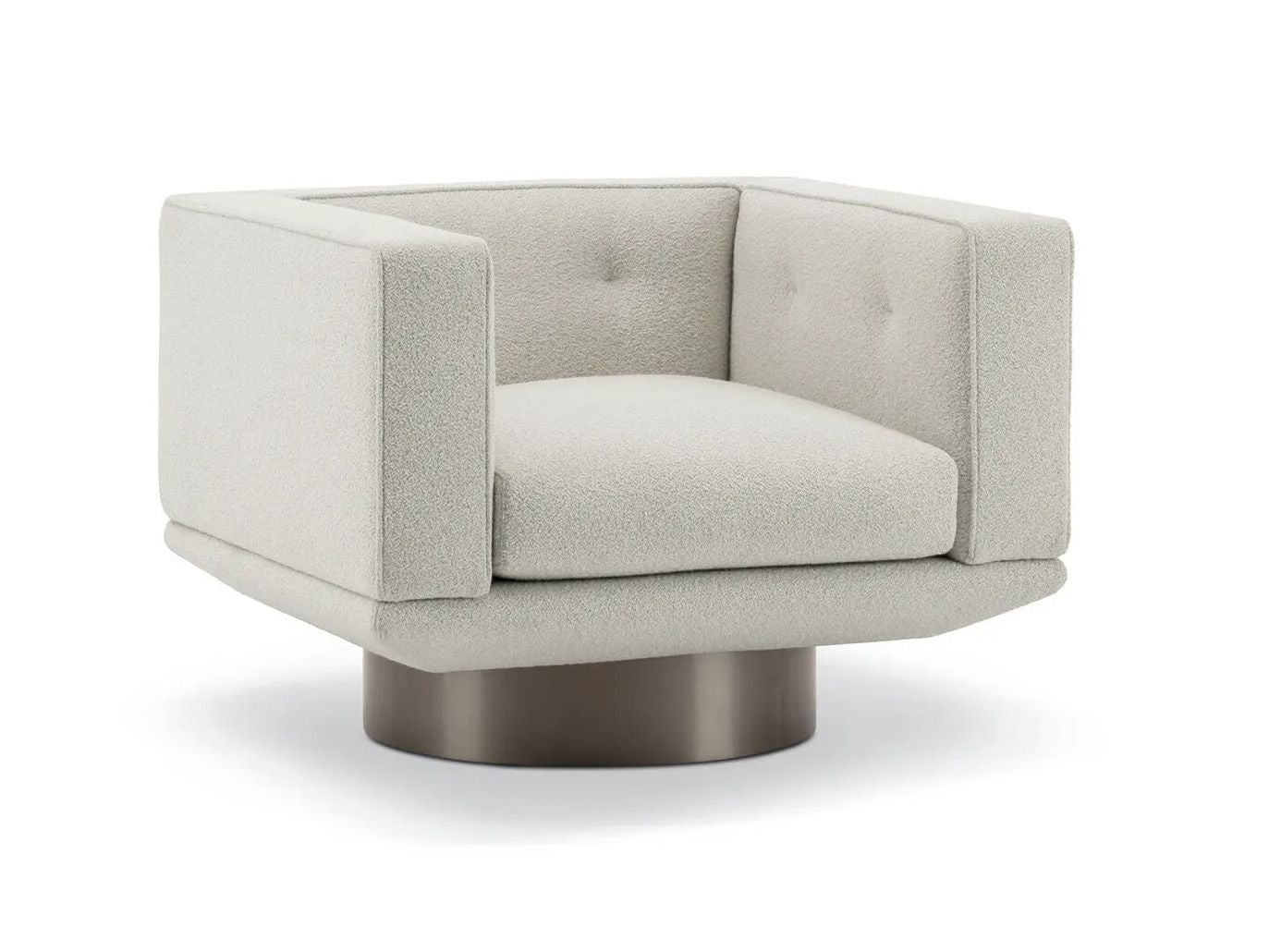 Cloud Gray Tufted Swivel Armchair - Plush Button-Tufted Upholstery & 360° Rotating Metal Base for Modern Living Room