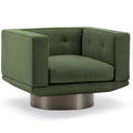 Cloud Gray Tufted Swivel Armchair - Plush Button-Tufted Upholstery & 360° Rotating Metal Base for Modern Living Room