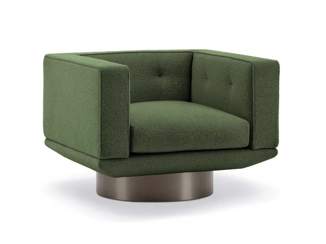 Cloud Gray Tufted Swivel Armchair - Plush Button-Tufted Upholstery & 360° Rotating Metal Base for Modern Living Room