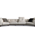 Cloud Grey Curved Modular Sectional - 4 Included Textured Pillows & Low-Profile Metal Base | Modern Minimalist Sofa for Small Spaces