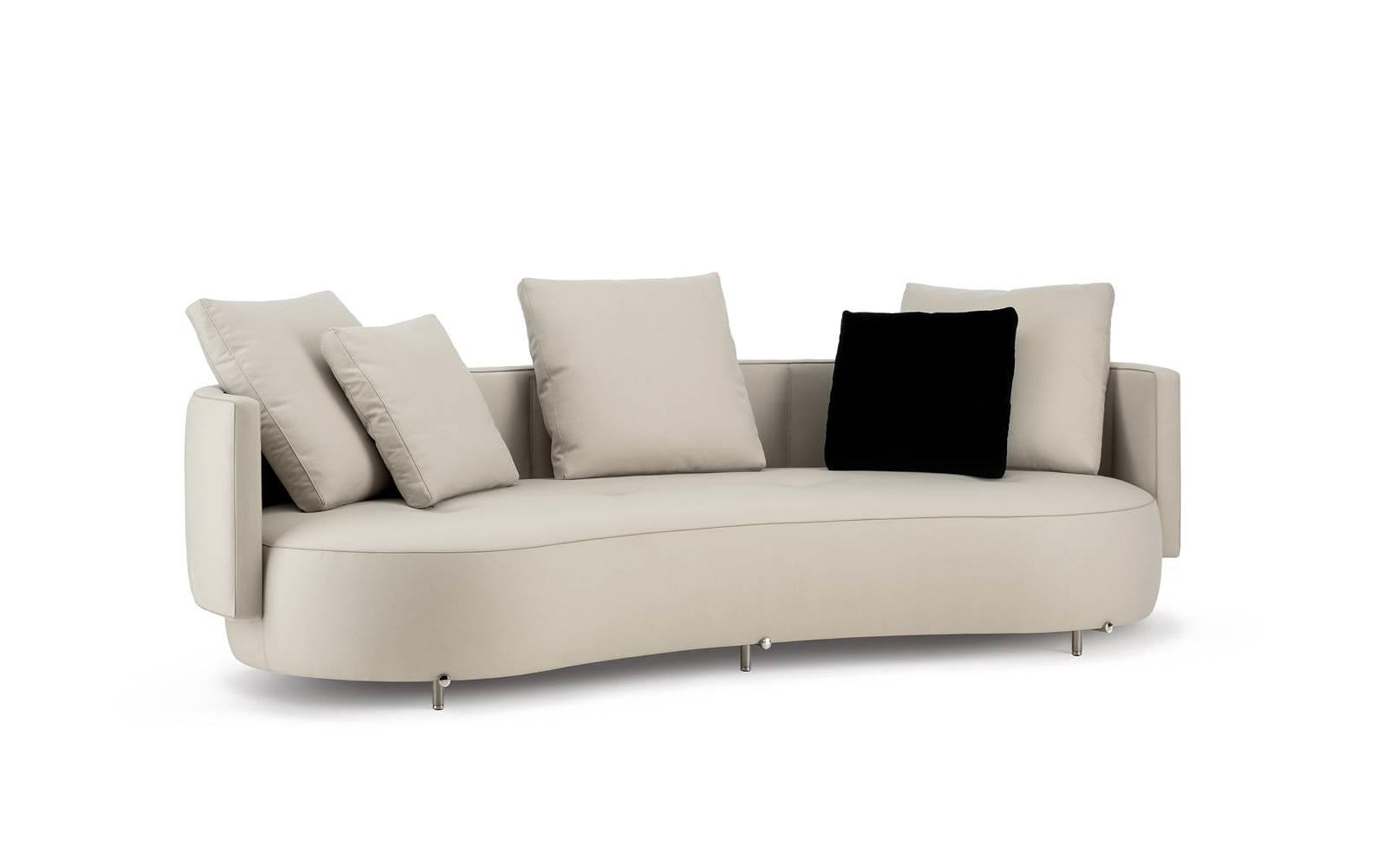 Cloud Grey Curved Modular Sectional - 4 Included Textured Pillows & Low-Profile Metal Base | Modern Minimalist Sofa for Small Spaces