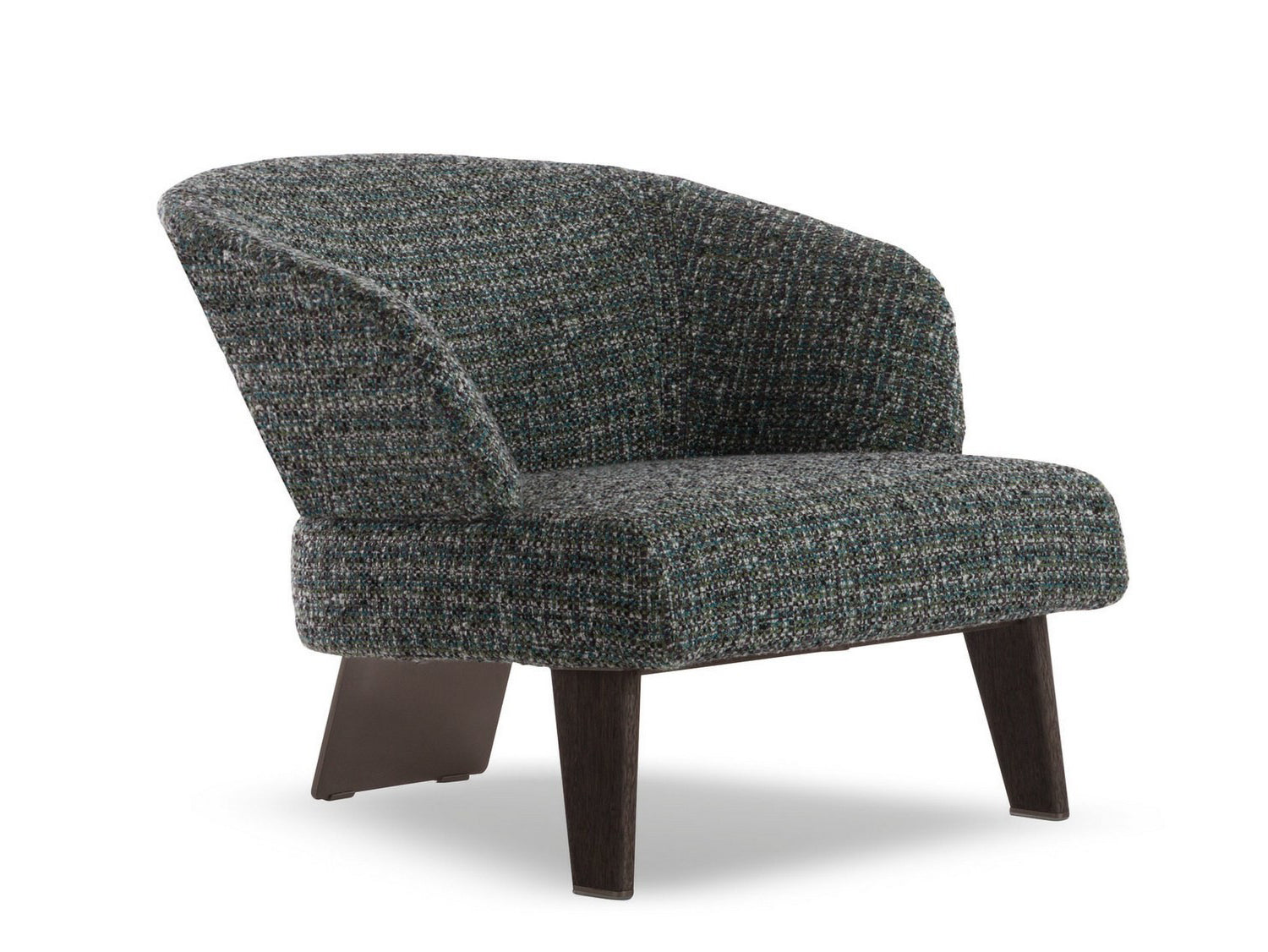 Cocoa Brown Textured Fabric Armchair - Ergonomic S-Shaped Backrest & Solid Walnut Wooden Legs for Cozy Living Spaces