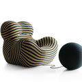 eddy Bear Lounge Chair Set – Organic Brown/Black Patterned Fabric with Matching Ottoman – Playful Modern Accent Chair for Nursery & Living Room