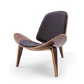 Modern Oak Armchair - Leather-Wrapped Lounge Chair with Sculpted Back
