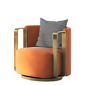 Amber Velvet Swivel Armchair with Brass Frame - Includes Luxury Houndstooth Throw Pillow | Modern Accent Chair for Luxury Living Spaces