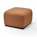 Modern Leather Cube Stool - Brown Square Ottoman with Black Base