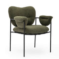 Modern Curved Armchair – Blue & White Textured Fabric with Black Tapered Base – Scandinavian Lounge Chair