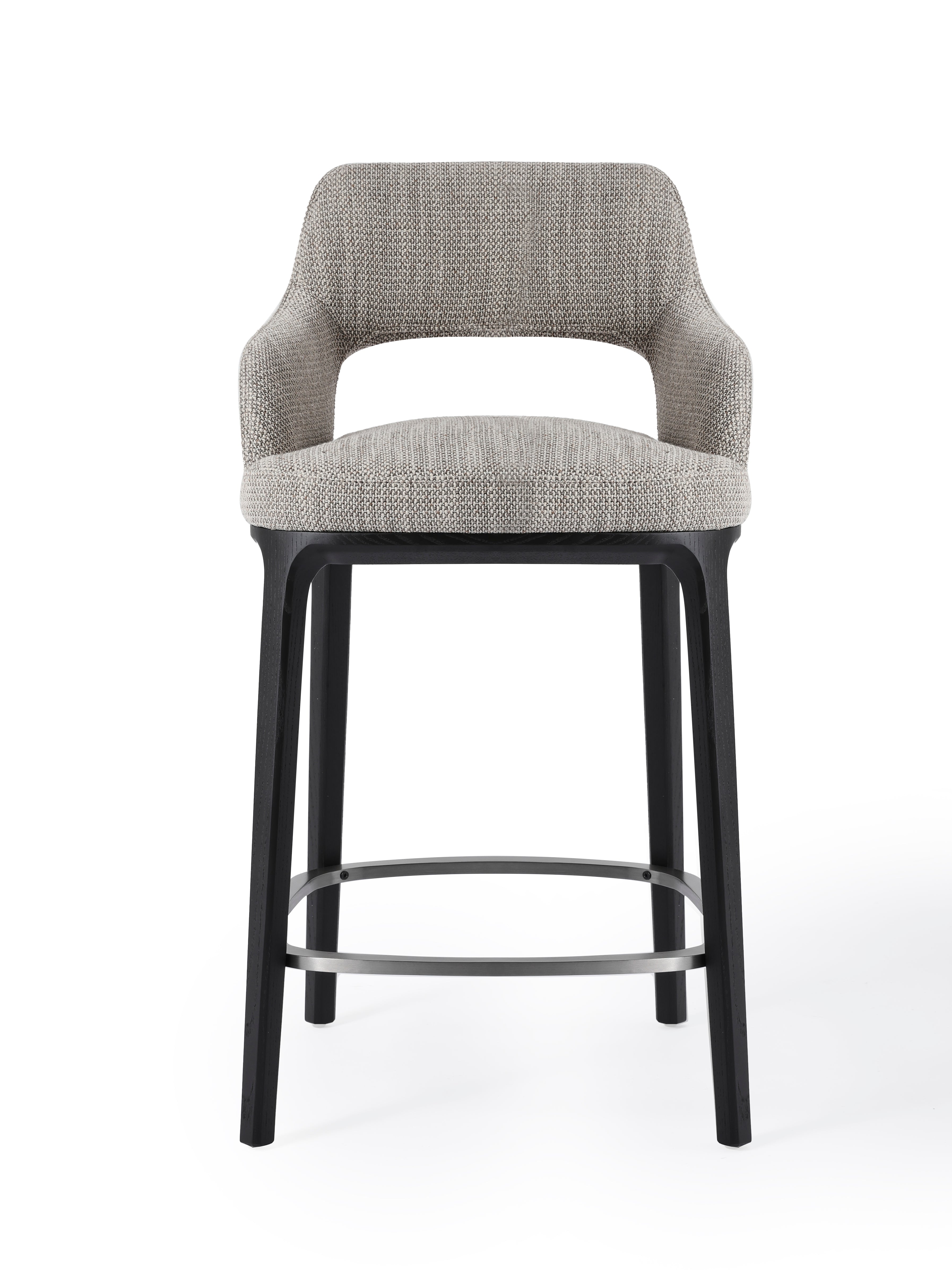 Contemporary Pub Stool – Dark Green Faux Leather with Metal-Accented Wood Legs