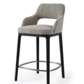 Contemporary Pub Stool – Dark Green Faux Leather with Metal-Accented Wood Legs
