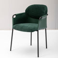 Minimalist Accent Chair – Warm Orange-Brown Fabric with Architectural Solid Wood Base – Scandinavian Inspired Design
