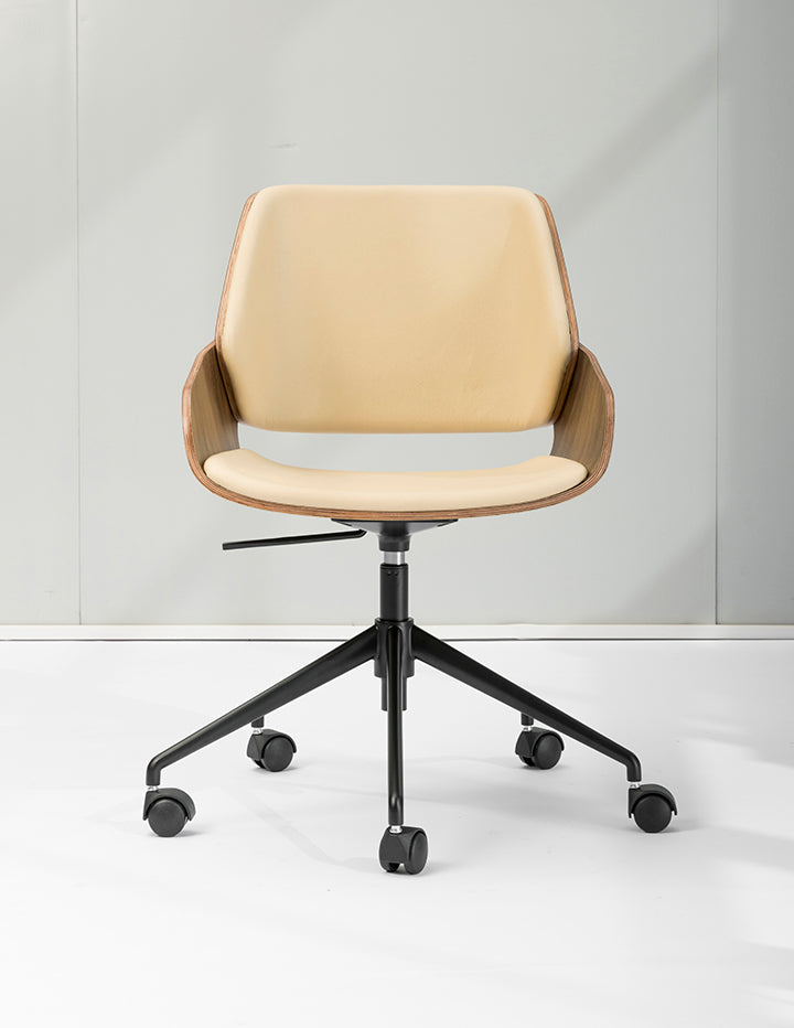 Premium Ergonomic Office Chair -Walnut & Leather Executive Chair - Ergonomic Office Chair with Silent Wheels