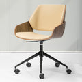 Premium Ergonomic Office Chair -Walnut & Leather Executive Chair - Ergonomic Office Chair with Silent Wheels